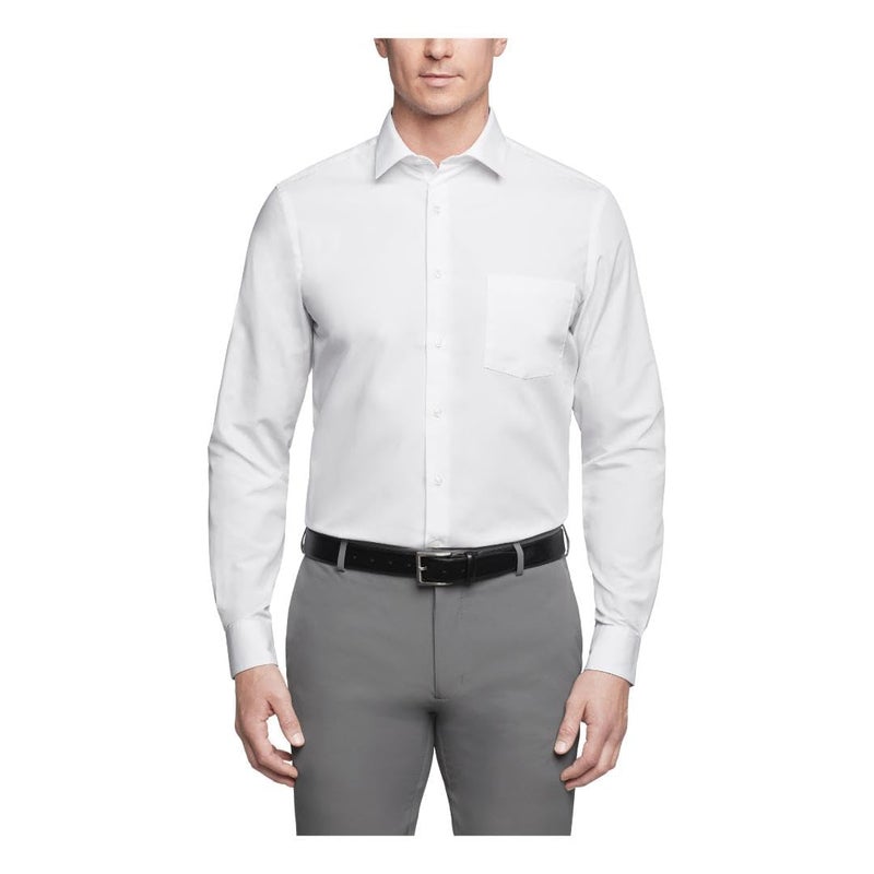 Van Heusen Men's Regular Fit Poplin Spread Collar Dress Shirt, White, 16.5 34-35 - Image 1